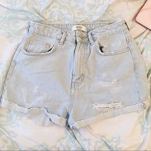 High Wasted Light Denim Shorts